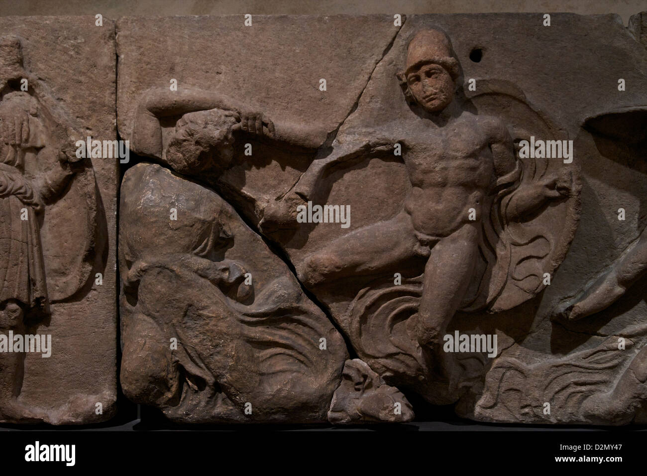 Greeks fight Amazons, Frieze from Temple of Apollo, Bassai, Greece,  400-429 BC, British Museum, London, England, UK, GB, Britis Stock Photo