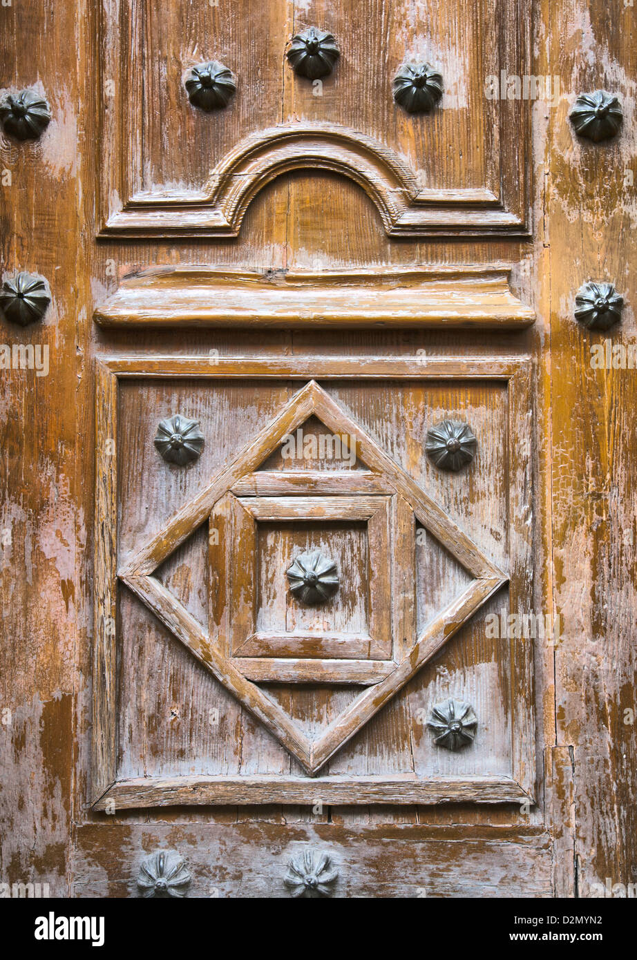 Carved Panel Door Stock Photo