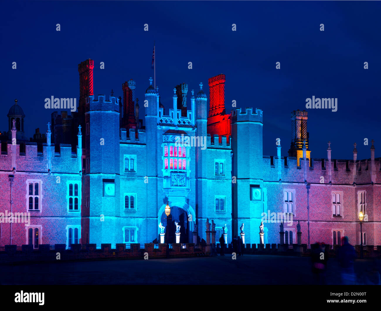 A light show at Hampton Court Palace, Greater London, England, United Kingdom, Europe Stock Photo