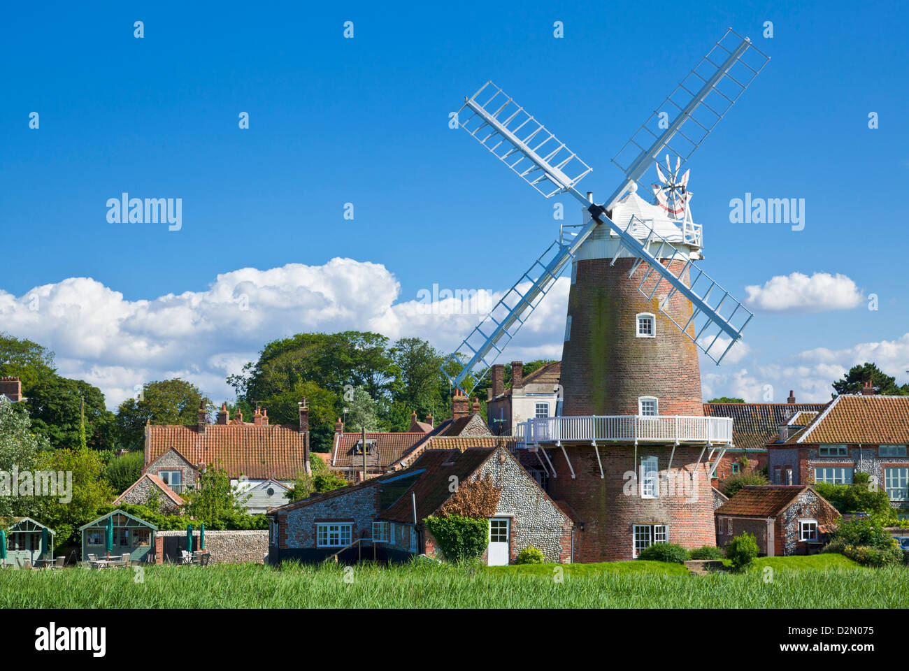 Restored 18th century Cley Windmill, Cley next the Sea, Norfolk, East Anglia, England, United Kingdom, Europe Stock Photo