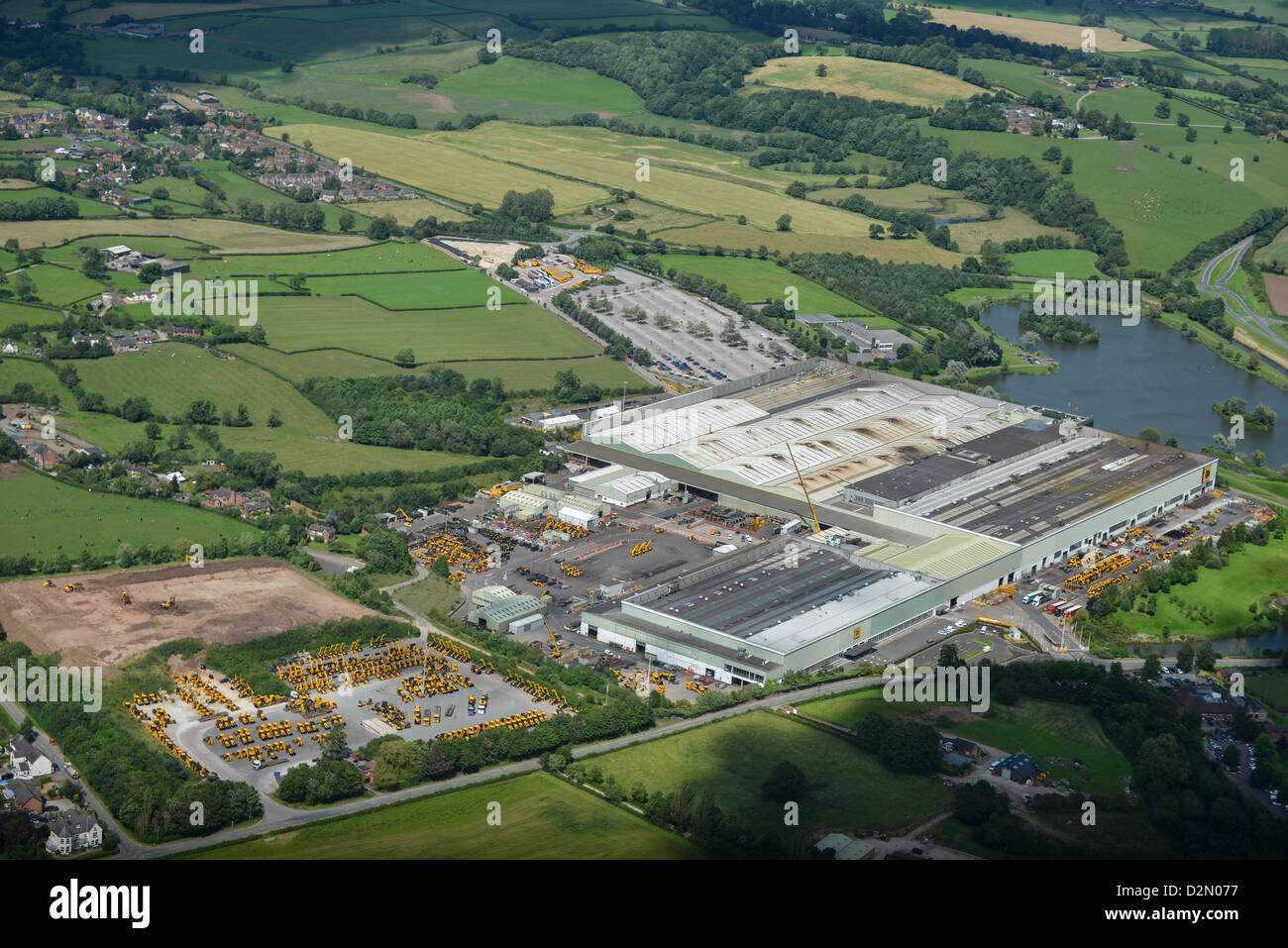 Aerial photograph of the JCB factory at Rocester Stock Photo