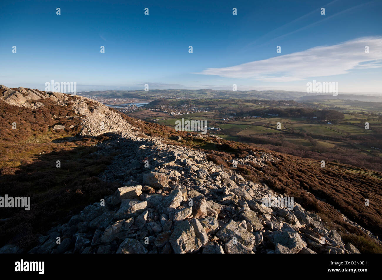 Conwy Mountain in North Wales view overlooking Iron age hillfort with