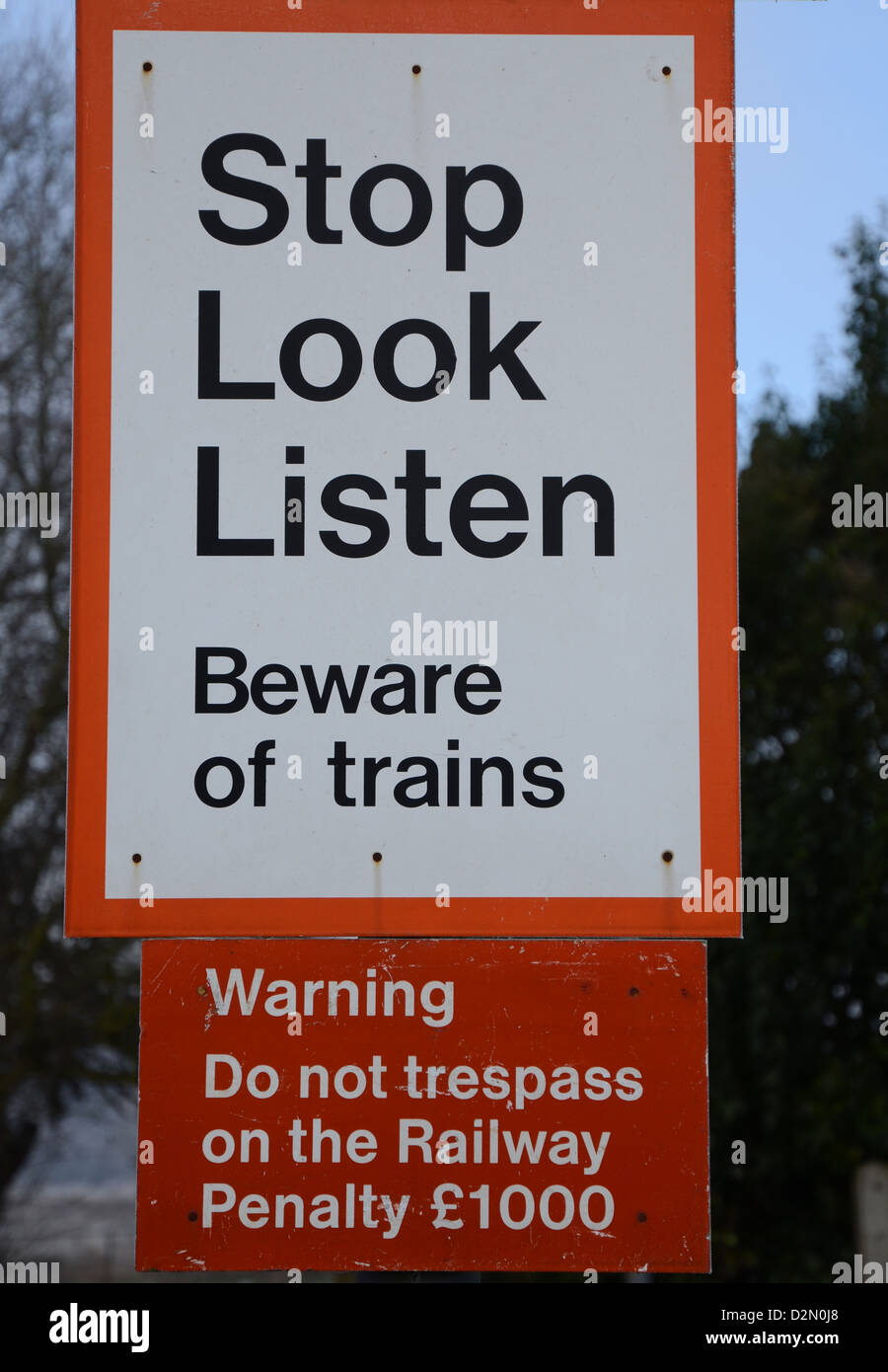 Stop Look and Listen Sign Stock Photo - Alamy