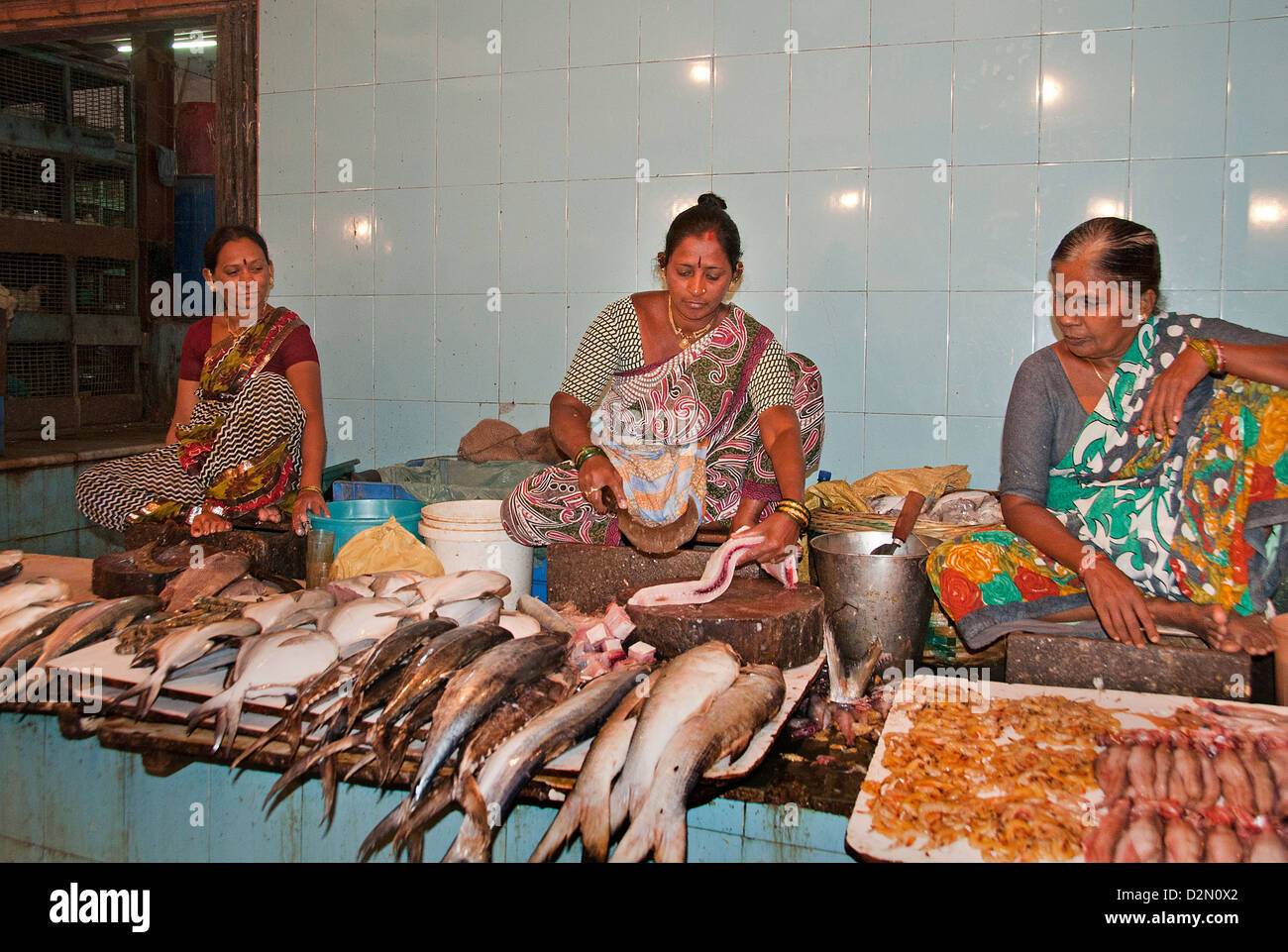 Fish Monger Mumbai Fort ( Bombay ) India street market Stock Photo