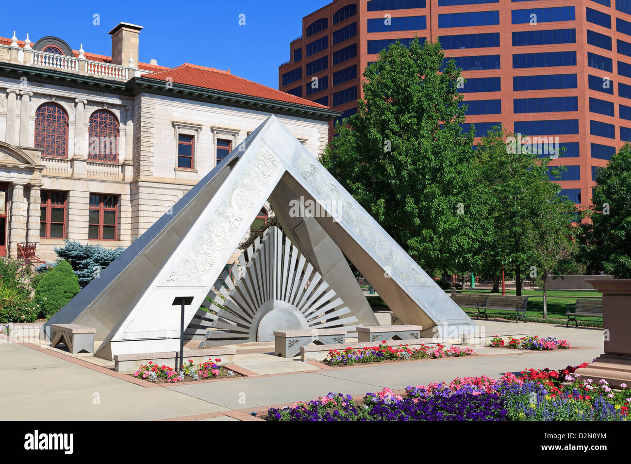 Follow The Sun sculpture, Pioneers Museum, Colorado Springs, Colorado, United States of America, North America Stock Photo
