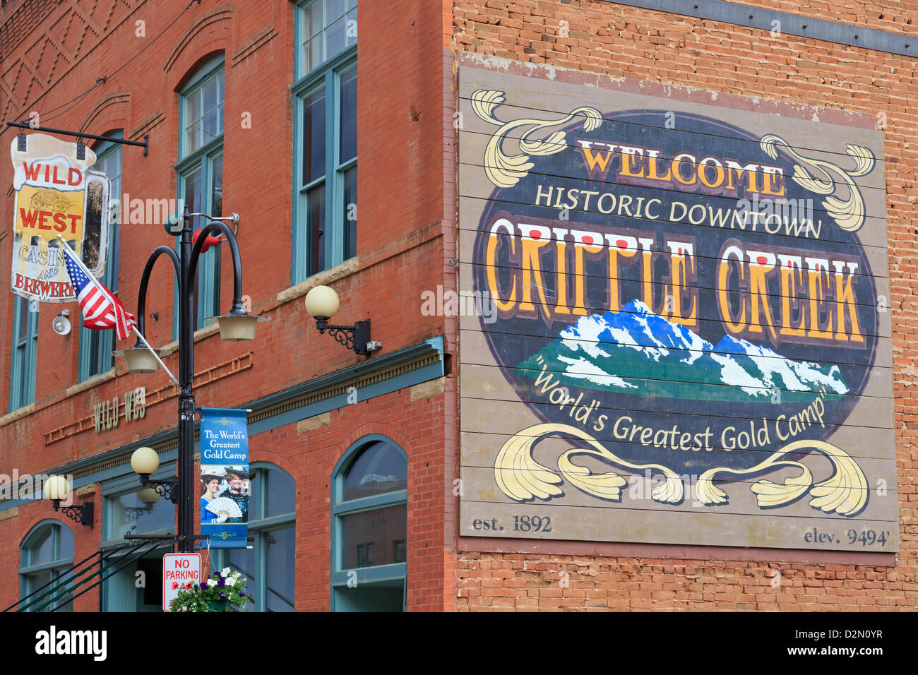 Downtown mural, Cripple Creek, Colorado, United States of America, North America Stock Photo