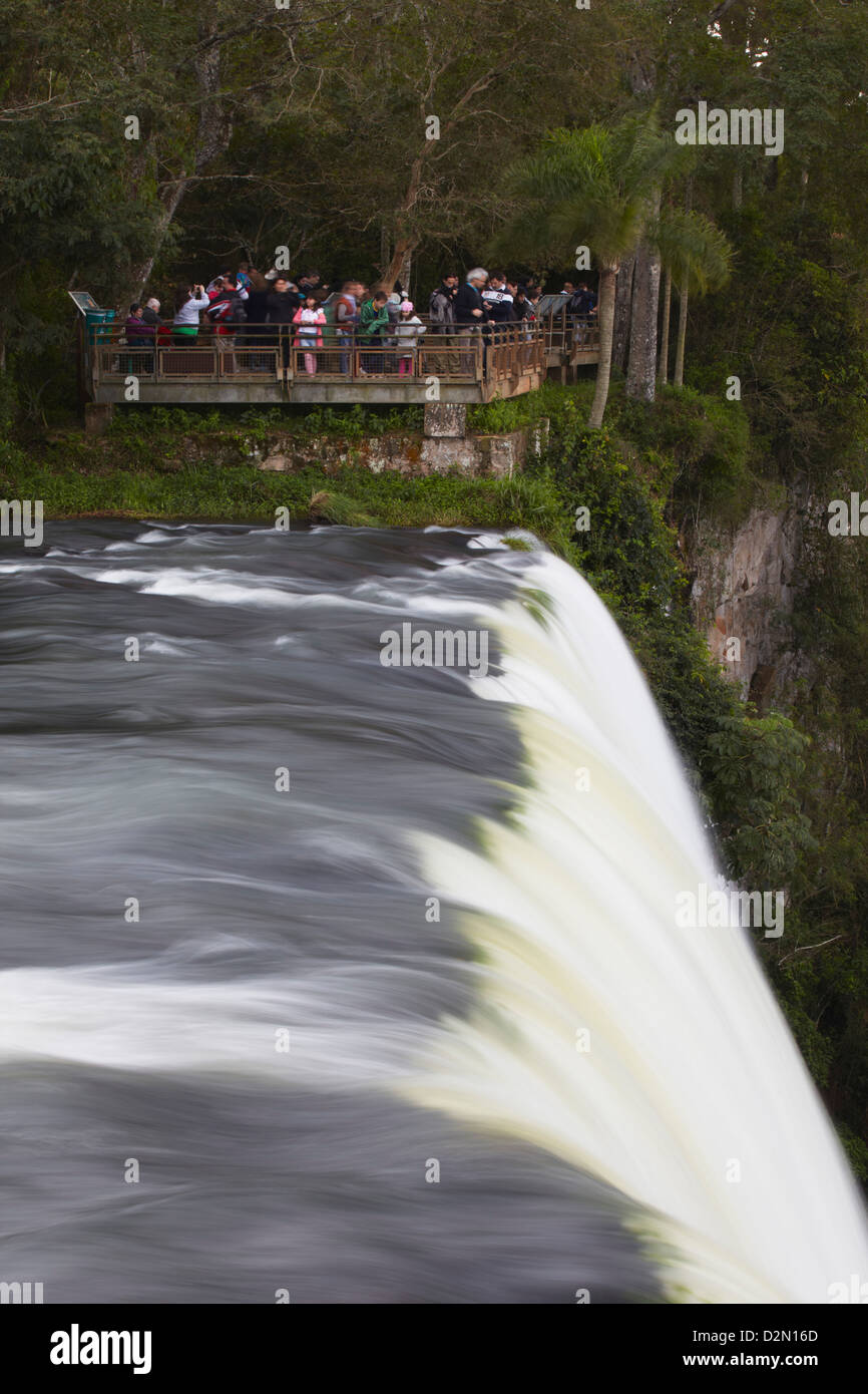 Tourists at Iguazu Falls, Iguazu National Park, UNESCO World Heritage Site, Misiones, Argentina, South America Stock Photo