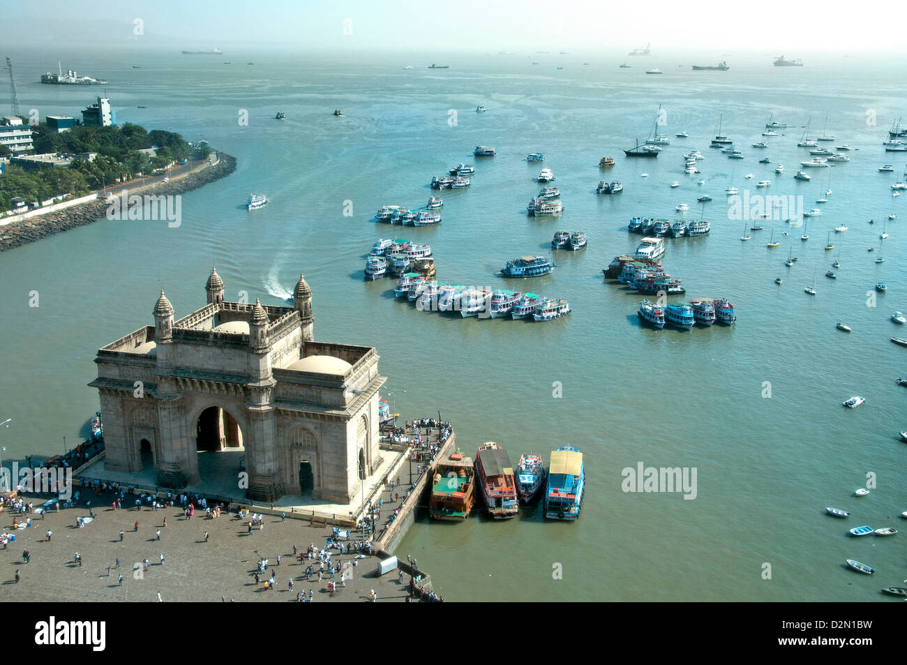 Mumbai Beach Gateway of India Taj Mahal Palace Hotel Colaba Bombay Stock Photo
