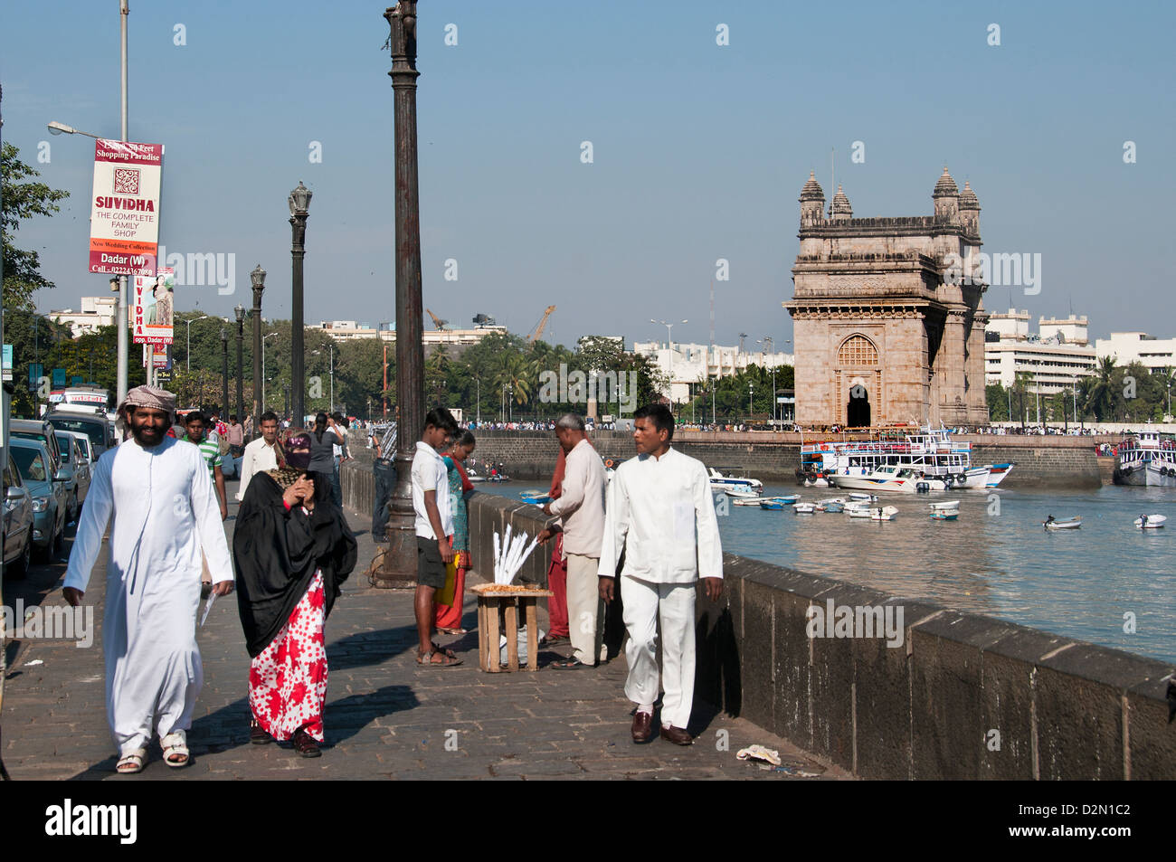Mumbai Beach Gateway of India Taj Mahal Palace Hotel Colaba Bombay Stock Photo