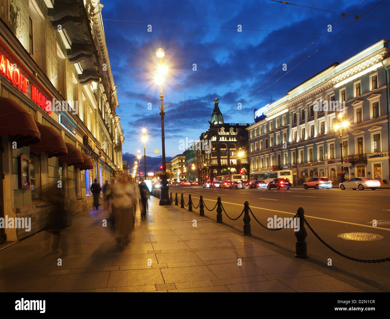 Nevsky Prospekt at night, St. Petersurg, Russia, Europe Stock Photo