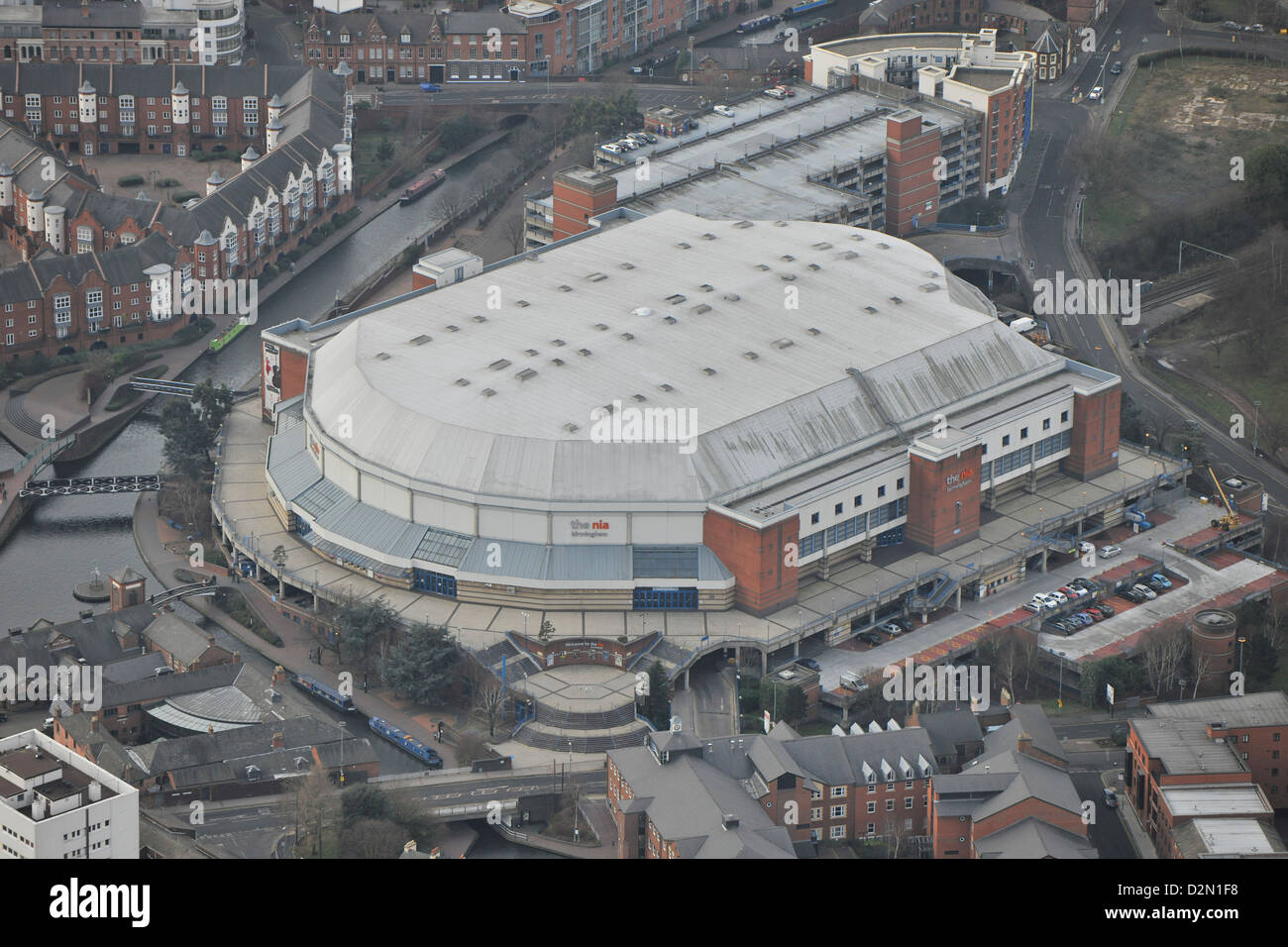 Aerial photograph of the National Indoor Arena in Birmingham Stock Photo