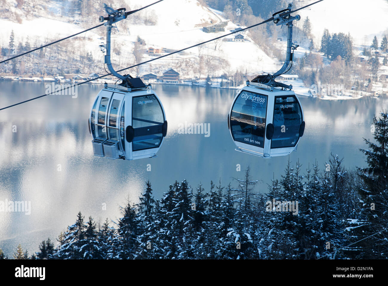 CityXpress Cable ski lift in Zell am See, Austria Stock Photo