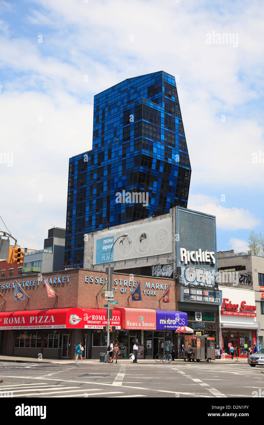 Blue Building, Luxury Apartment Building, Delancey Street, Lower East Side, Manhattan, New York City, USA Stock Photo