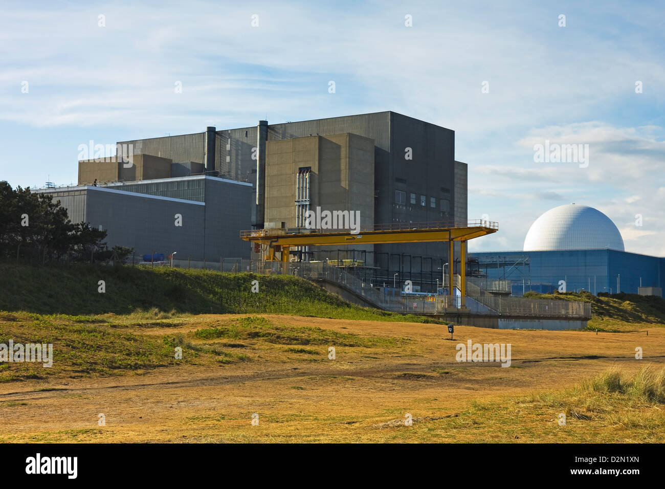 Sizewell A Magnox nuclear power station, on the left, and the B with pressurised water reactor, Sizewell, Suffolk, England, UK Stock Photo