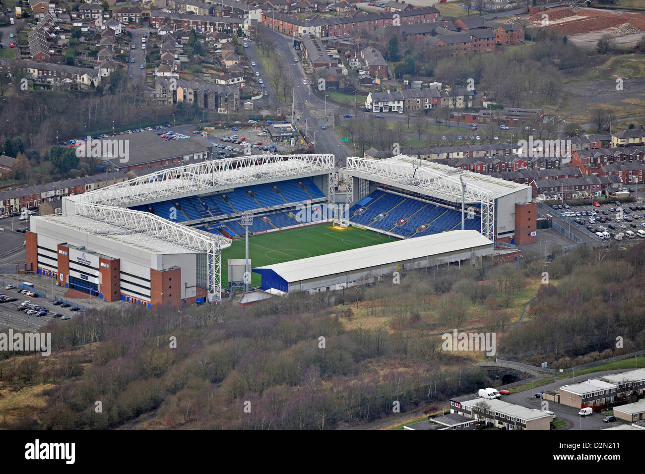Aerial photograph of Blackburn Rovers Ewood Park Stock Photo
