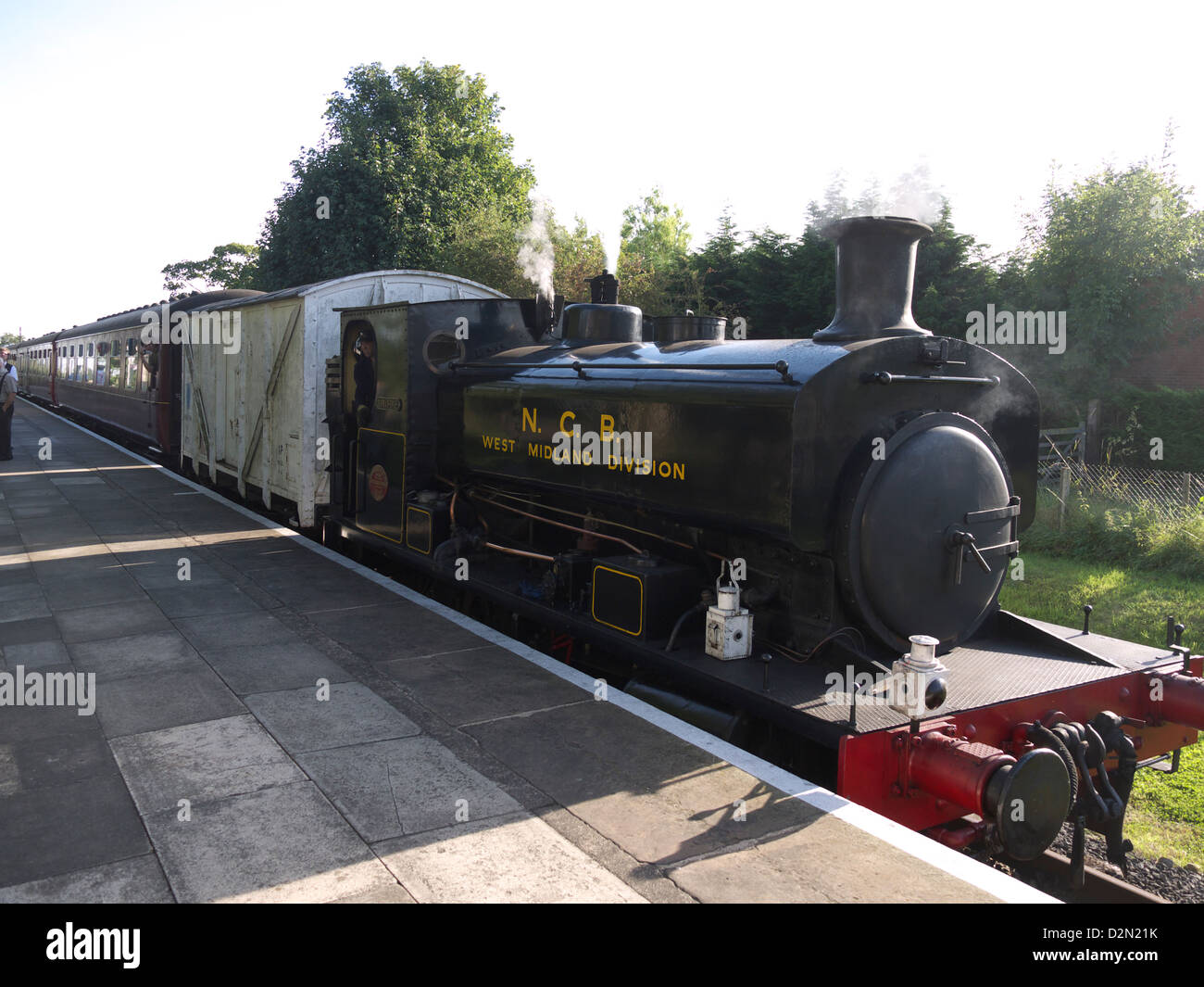 NCB(national coal board locomotive,'Spitfire' at North Thoresby station, Lincs Wolds railway Stock Photo