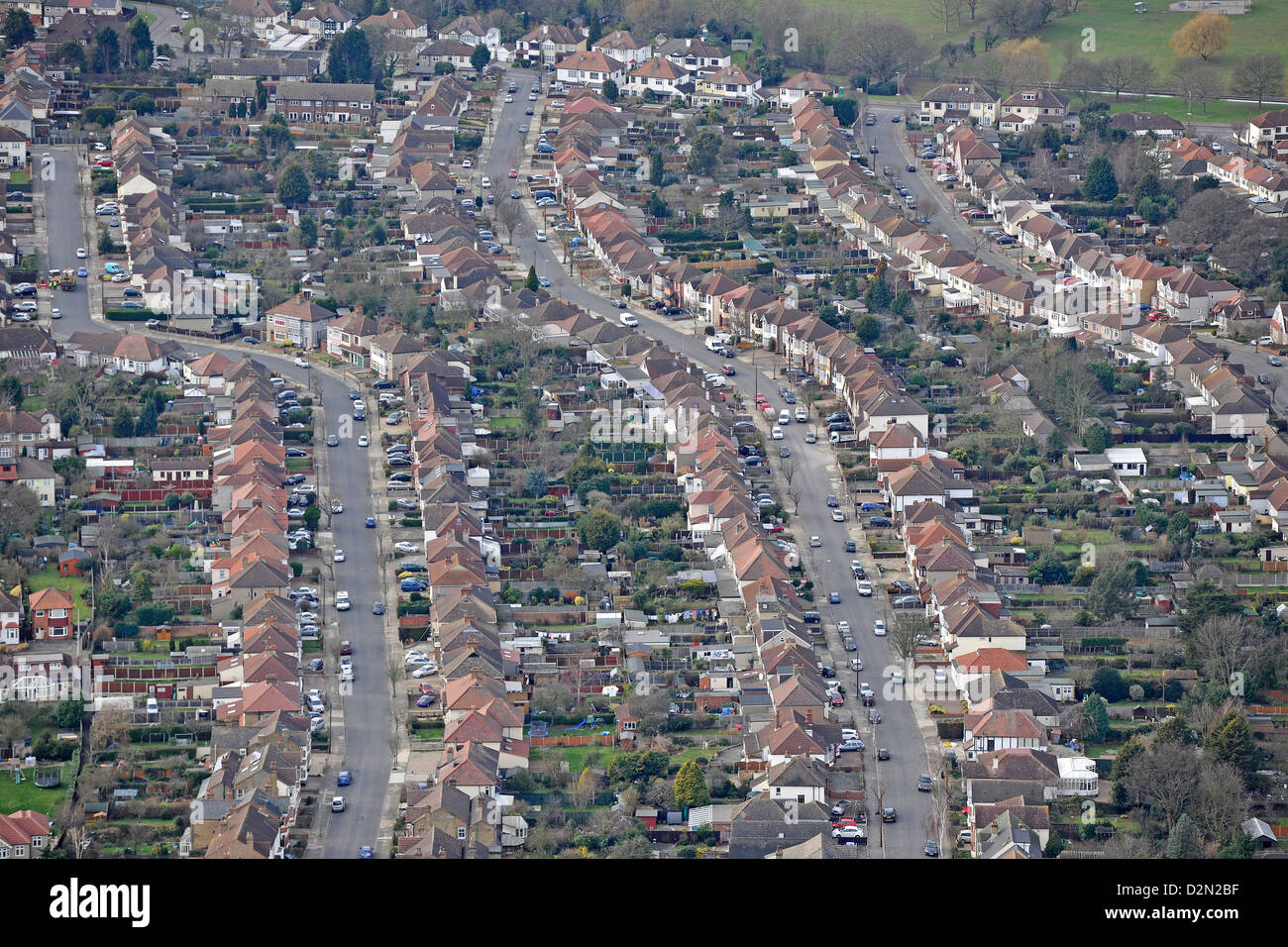 Aerial Photograph of Suburban Housing in the UK Stock Photo