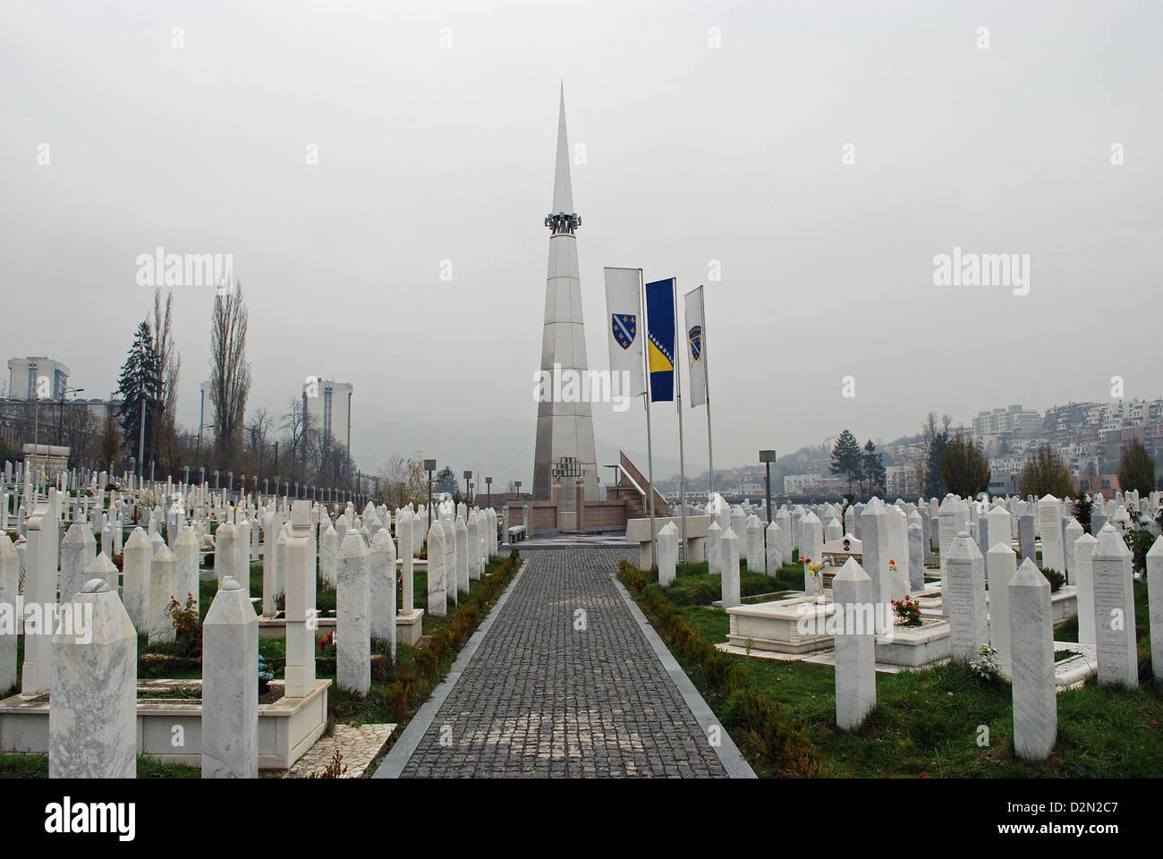Shahid Martyrs' memorial in Koševo cemetery, Sarajevo. Stock Photo