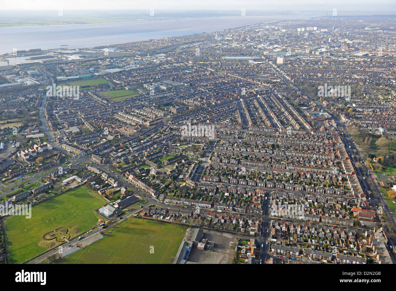 Aerial photograph of Hull and the River Humber Stock Photo