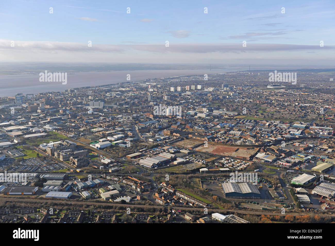 Aerial Photo of Hull and the River Humber Stock Photo