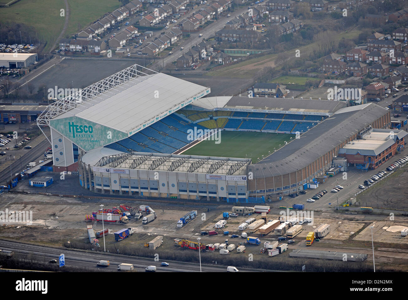 Aerial photograph of Leeds United Elland Road Stadium Stock Photo