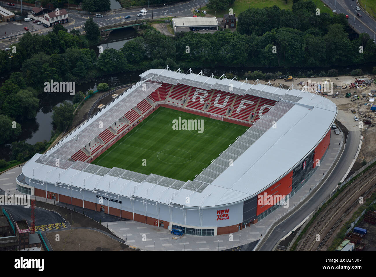 Aerial photograph of Rotherham United New York Stadium Stock Photo