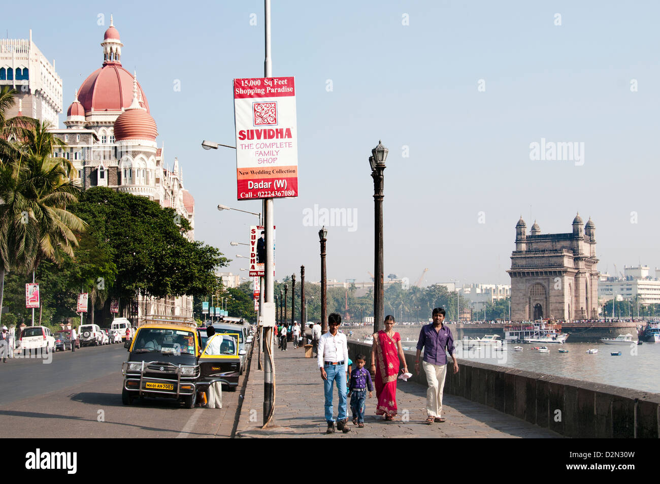 Mumbai Beach Gateway of India Taj Mahal Palace Hotel Colaba Bombay Stock Photo