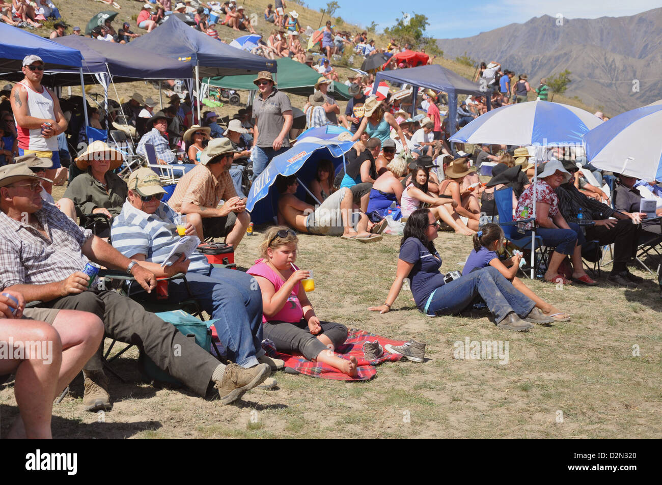 People watching a rodeo competition in New Zealand Stock Photo