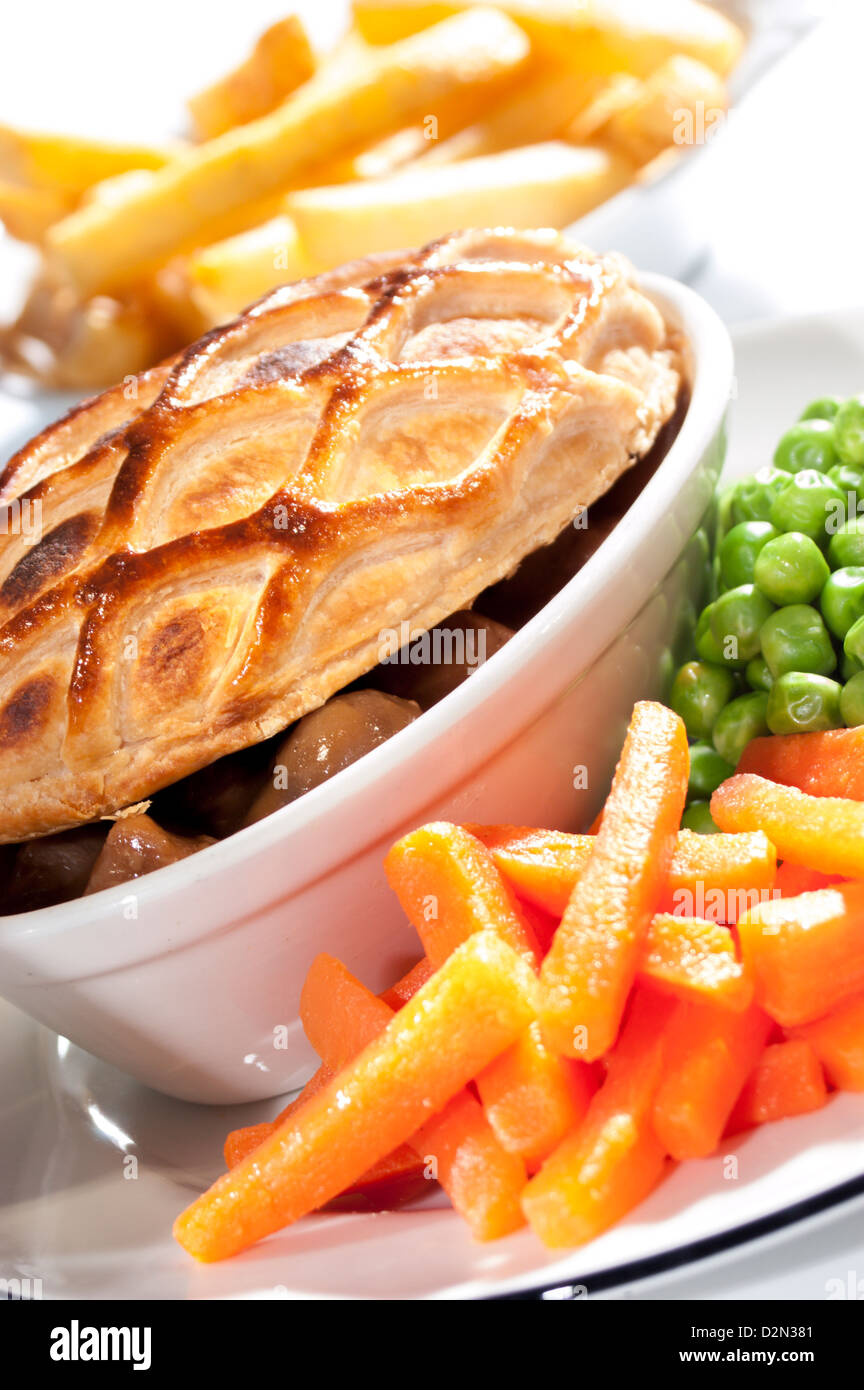 Pie, Veg and Chips Stock Photo Alamy