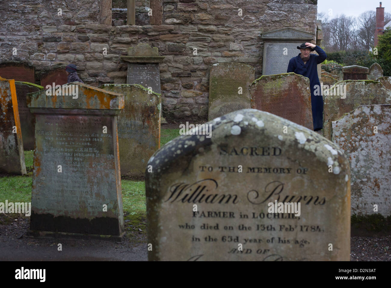 the grave of William Burns, Father of Scottish poet Robert Burns, in Alloway Kirk church yard, Alloway, Ayrshire, Scotland. Stock Photo