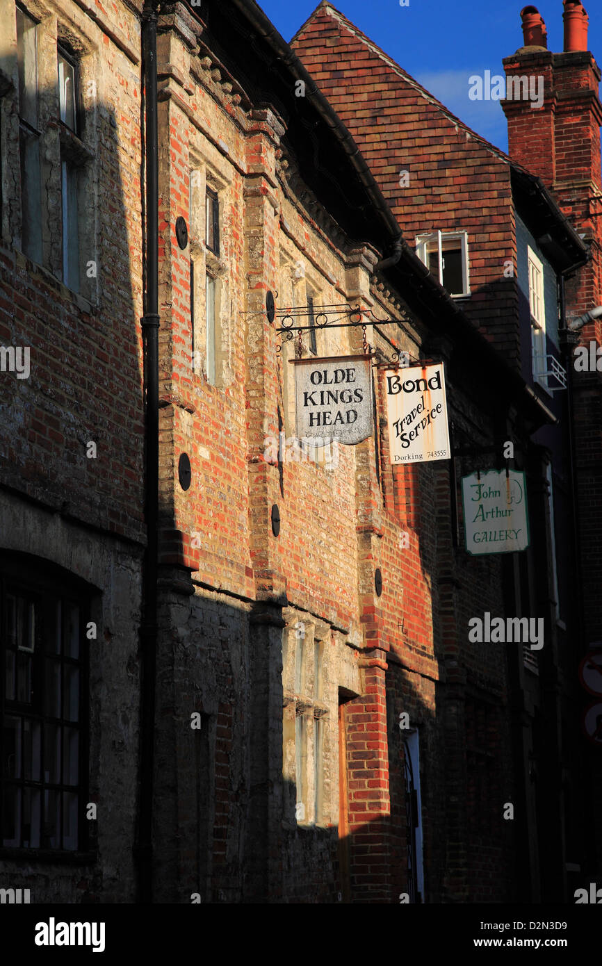 Shops and signs in Dorking, Surrey, England Stock Photo