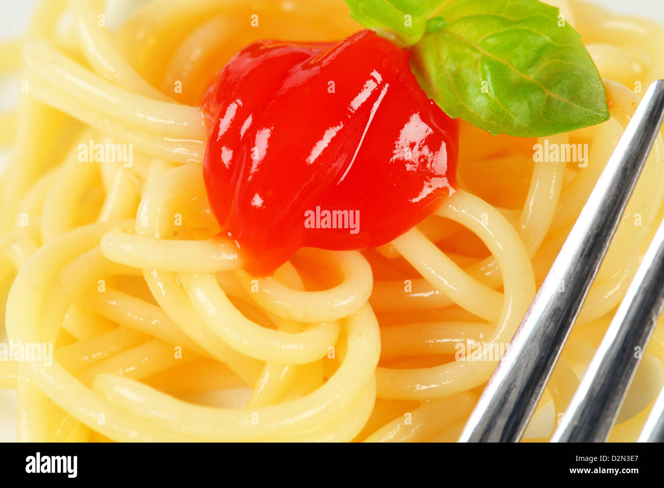 Spaghetti with ketchup Stock Photo
