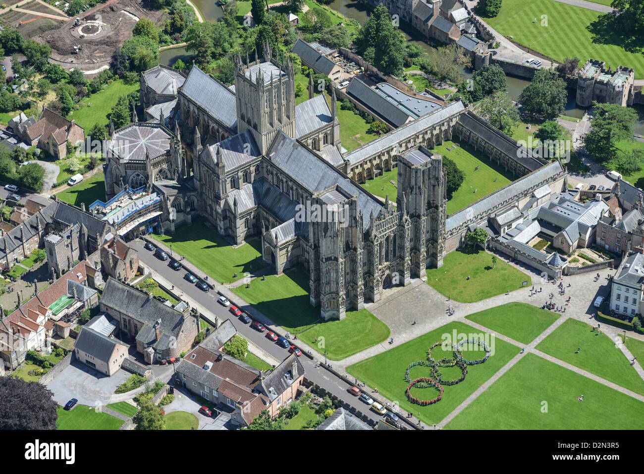 Aerial photograph of Wells Cathedral Stock Photo