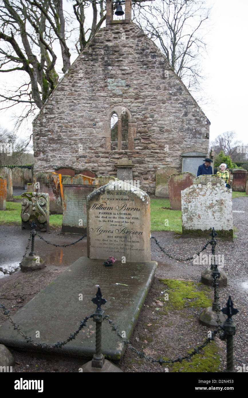 the grave of William Burns, Father of Scottish poet Robert Burns, in Alloway Kirk church yard, Alloway, Ayrshire, Scotland. Stock Photo