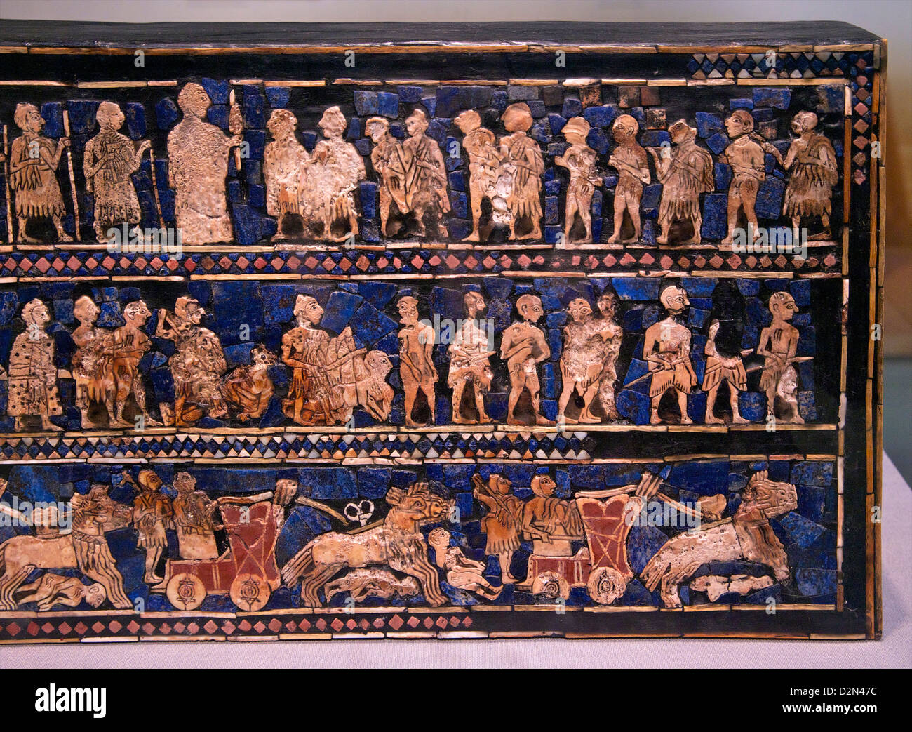 War panel, Standard of Ur, Circa 2500 BC, BCE, British Museum, London, England, UK, GB, British Isles Stock Photo