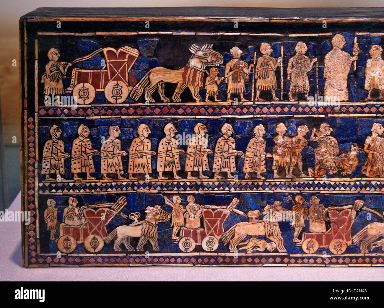 War panel, Standard of Ur, Circa 2500 BC, BCE, British Museum, London, England, UK, GB, British Isles Stock Photo