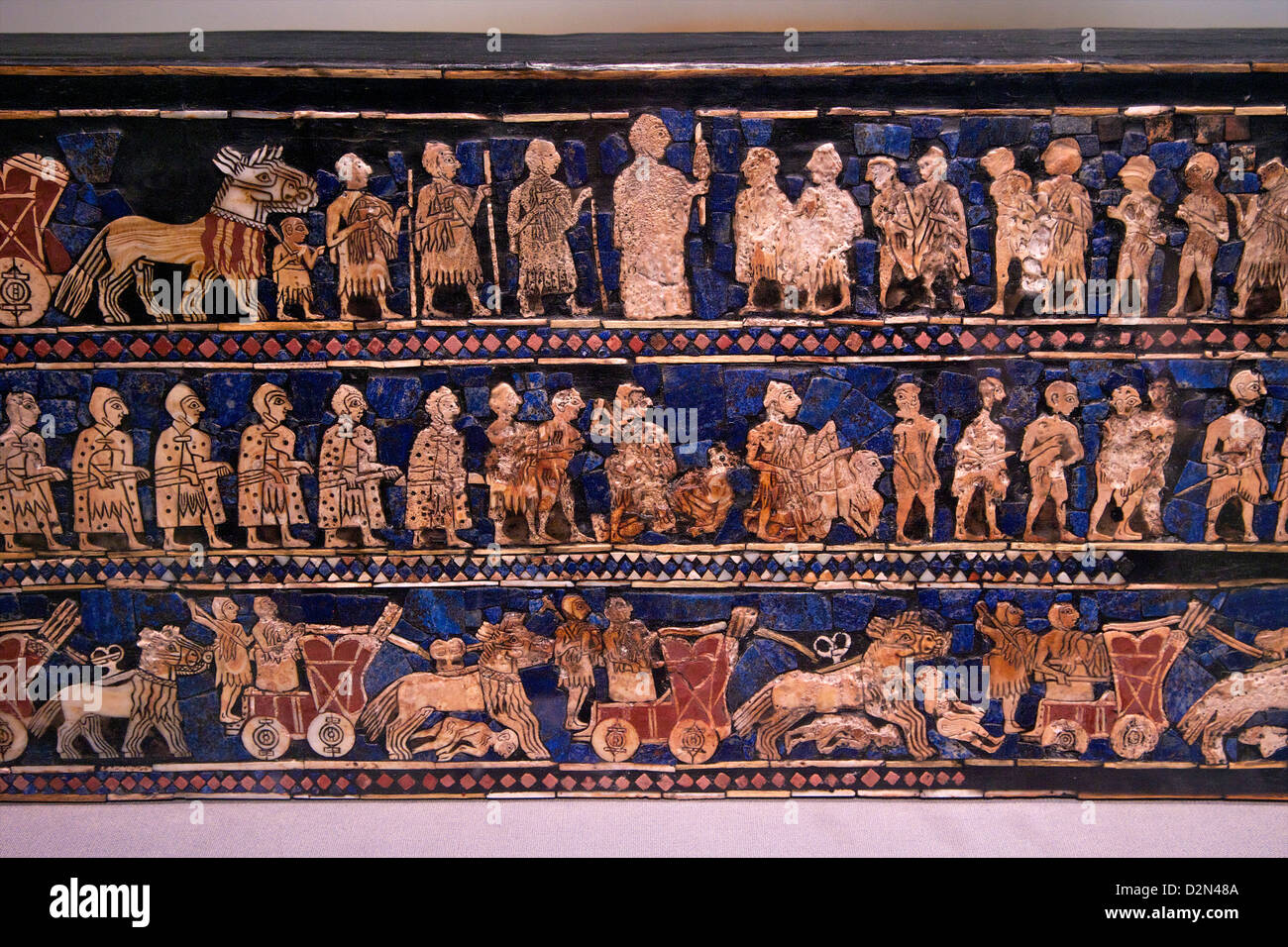 War panel, Standard of Ur, Circa 2500 BC, BCE, British Museum, London, England, UK, GB, British Isles Stock Photo