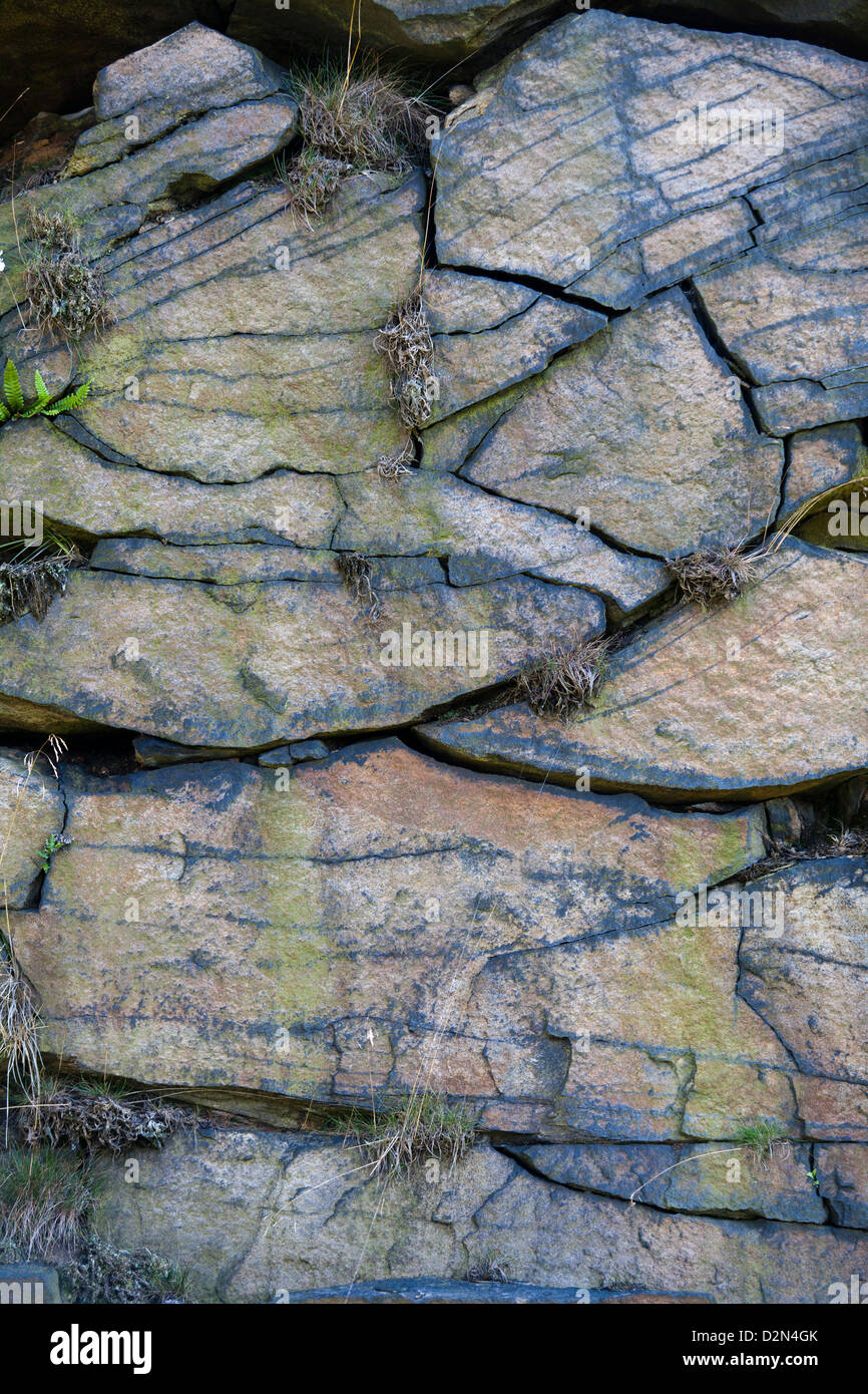 Peninne gritstone in the hills around Saddleworth Stock Photo