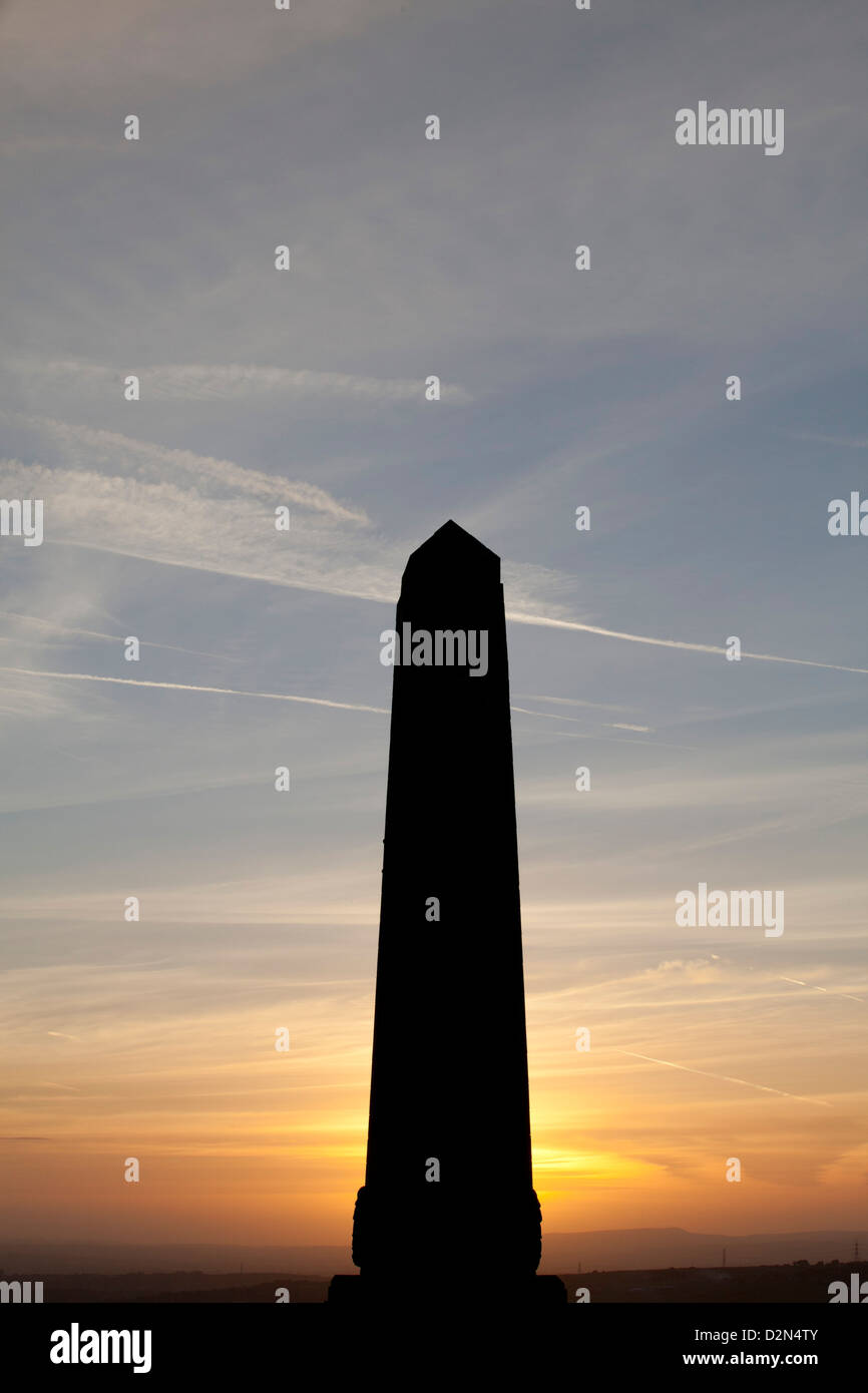 War memorial Obelisk on Pots and Pans Hill above Uppermill