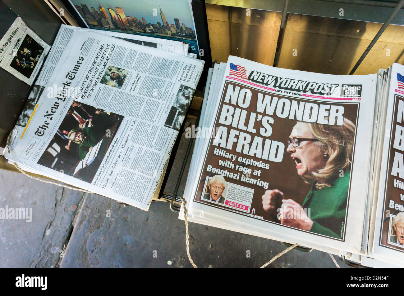 Front pages report on Secretary of State Hillary Clinton Stock Photo