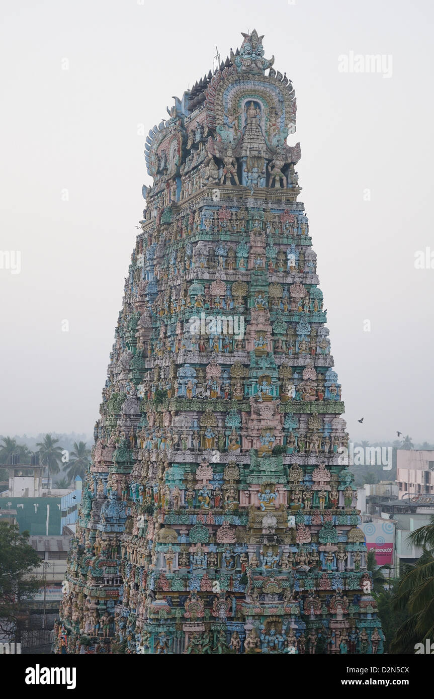 Tower of Kumbakonam temple, Kumbakonam, Tamil Nadu, India, Asia Stock Photo
