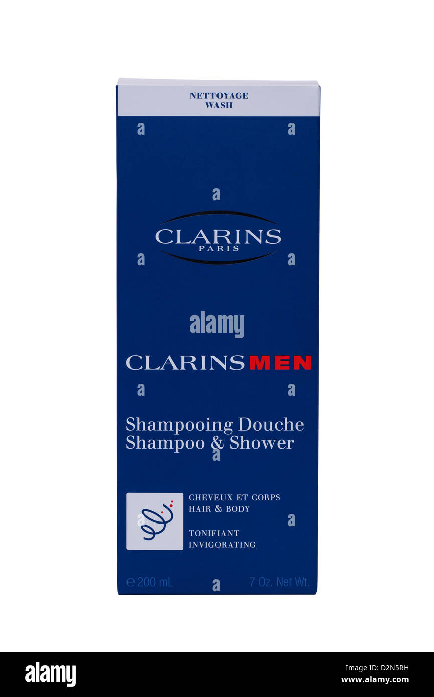 A tube of Clarins men shampooing douche shampoo & shower gel on a white  background Stock Photo - Alamy