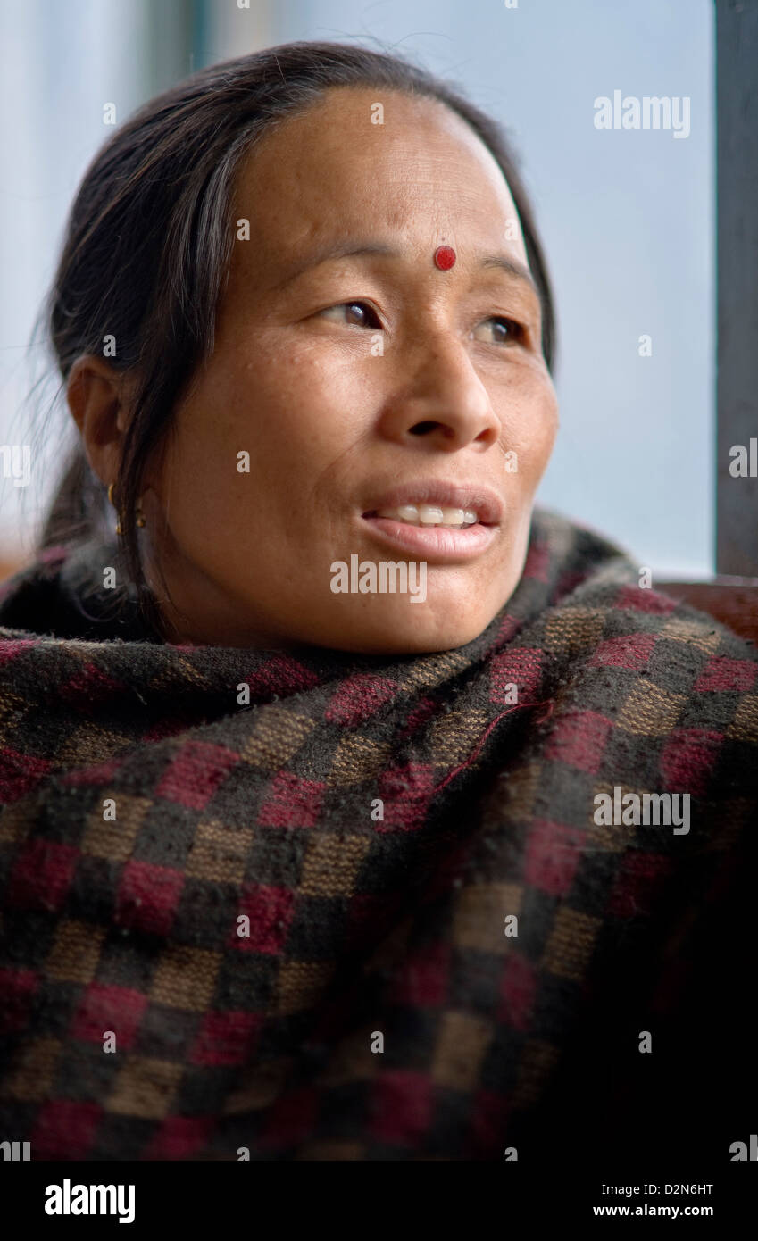 Portrait of Kanchhi Gurung, Sinuwa, Annapurna Himal, Himalaya, Nepal, Asia Stock Photo