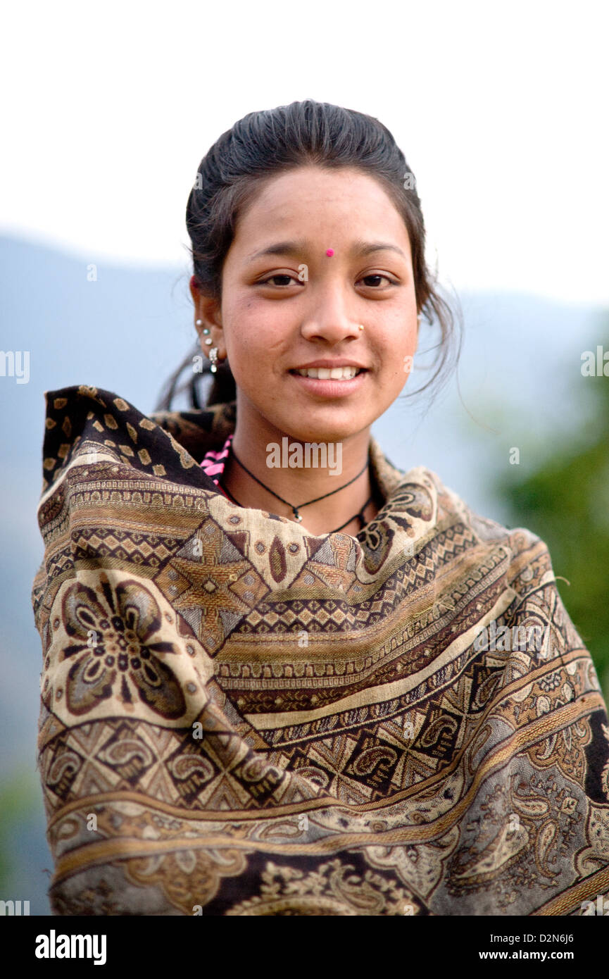 Portrait of Samdhana Gurung, Ghandruk, Annapurna Himal, Himalaya, Nepal, Asia Stock Photo