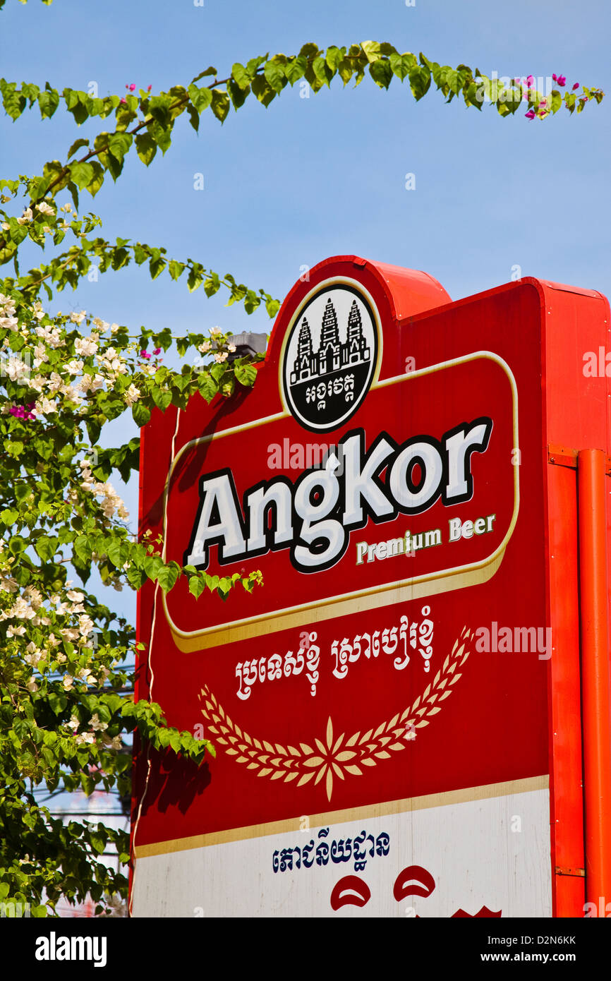 Angkor Beer Sign Stock Photo