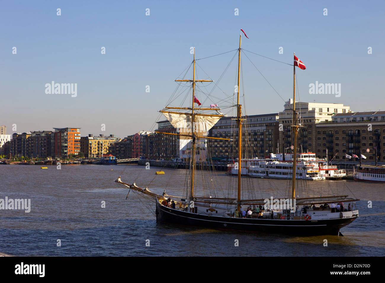 Sailing ship on the River Thames, London, England, nited Kingdom