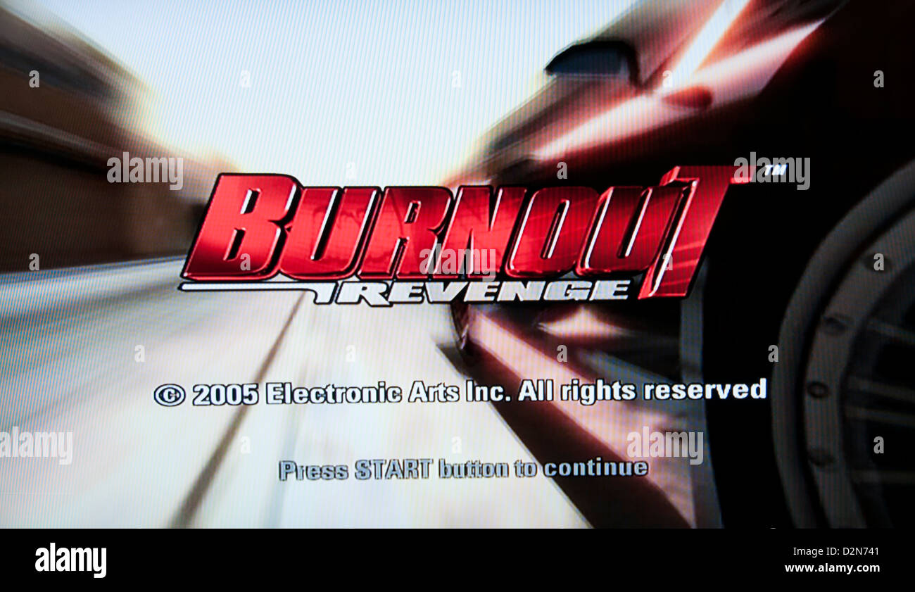 Burnout car racing video game Stock Photo - Alamy