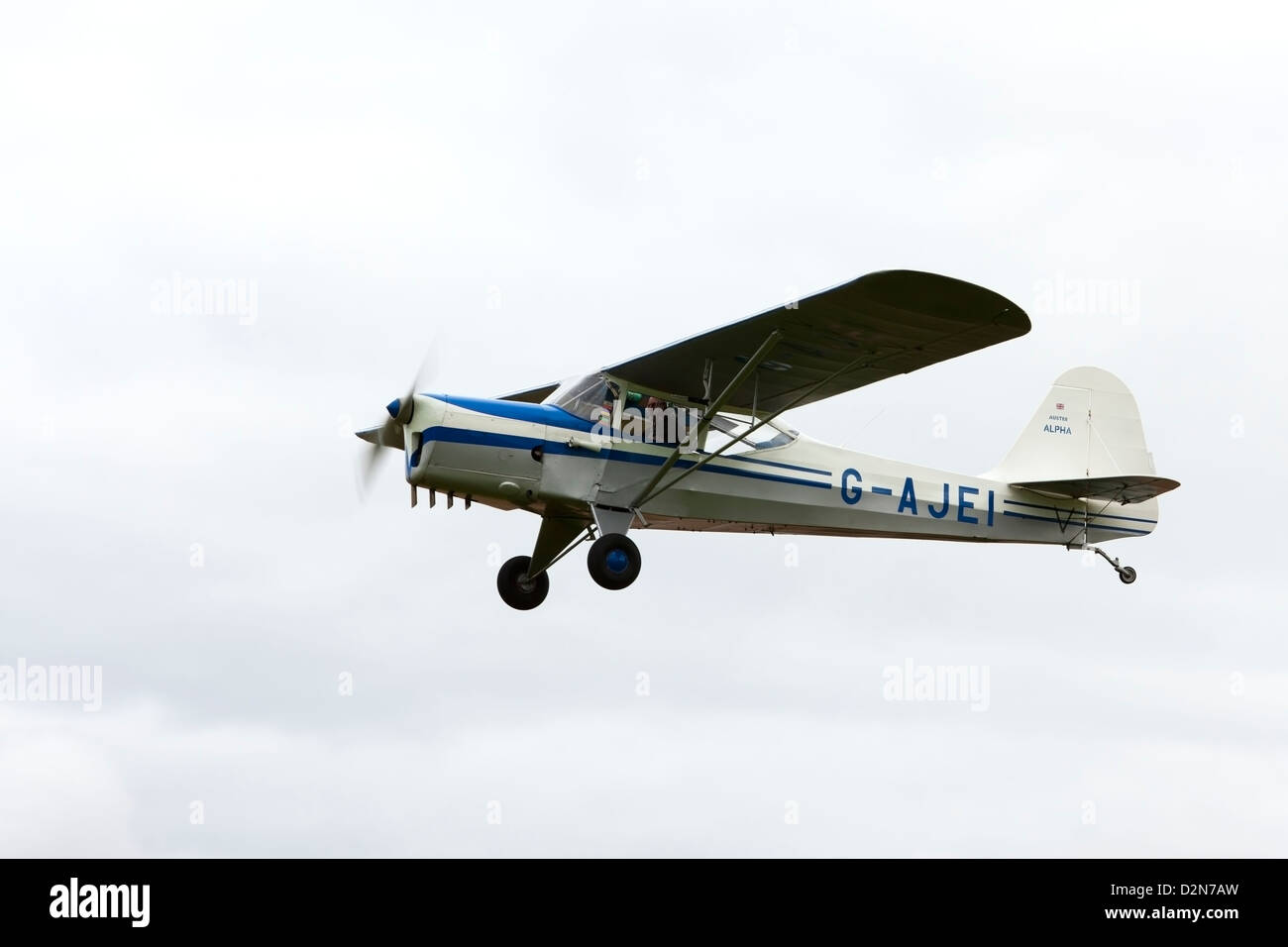 Auster J1N Alpha G-AJEI in flight after take-off fro Breighton Airfield Stock Photo