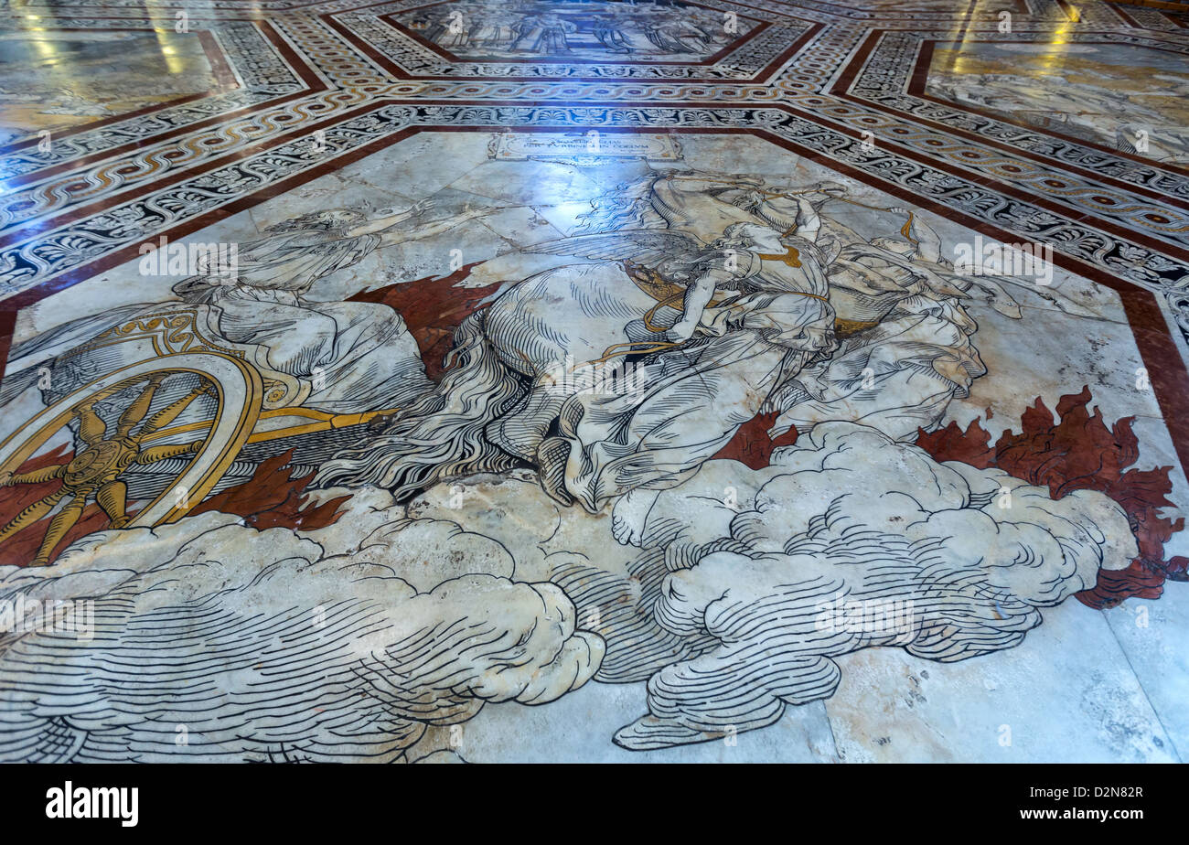 Italy, Siena, inlays of colored marbles of the Duomo's floor Stock Photo