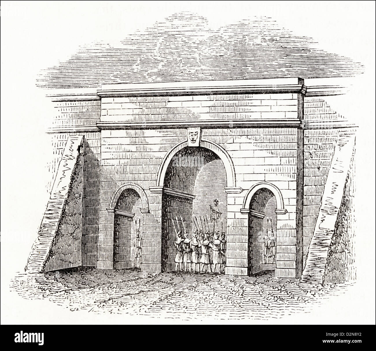 Restored view of Roman Newport Arch Lincoln England UK Victorian